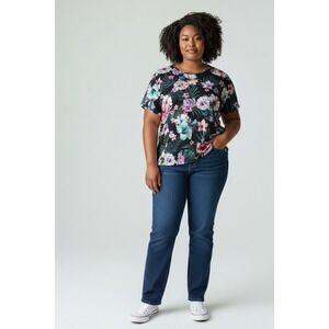 Yelete  Tropical Floral Tunic Top‎ Flowy Swing Blouse Boho Resort Hawaiian